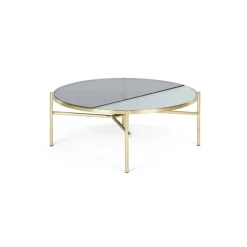 Mesa de Centro Stanley – Acero Dorado y Vidrio