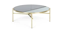 Mesa de Centro Stanley – Acero Dorado y Vidrio