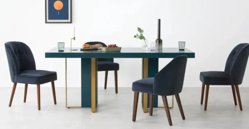 Mesa de Comedor Arpen – Azul Cerceta y Metal