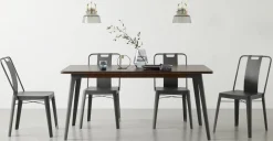 Mesa de Comedor Grande Edny – Mango Oscura y Bronce