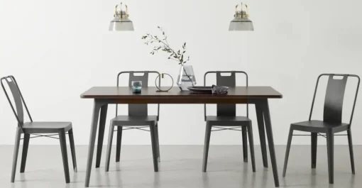 Mesa de Comedor Grande Edny – Mango Oscura y Bronce