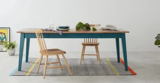 Mesa de Comedor Ralph – Roble y Azul Cerceta