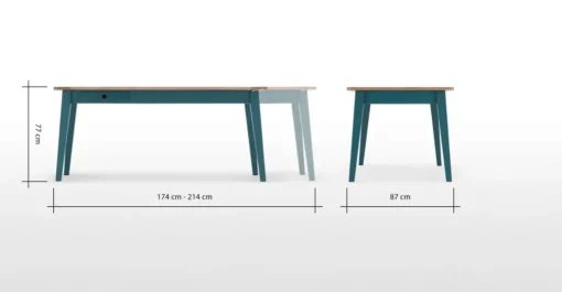 Mesa de Comedor Ralph – Roble y Azul Cerceta