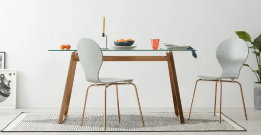 Mesa de Comedor Rectangular Haku – Cobre y Cristal