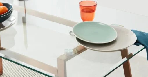 Mesa de Comedor Rectangular Haku – Cobre y Cristal