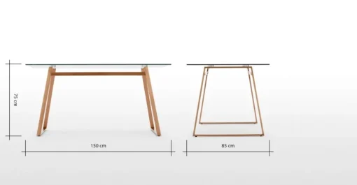 Mesa de Comedor Rectangular Haku – Cobre y Cristal