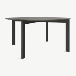 Mesa de Comedor Redonda 8 Asientos Niven – Gris y Negro