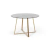 Mesa de Comedor Redonda Grande Haku – Metal y Cristal Ahumado