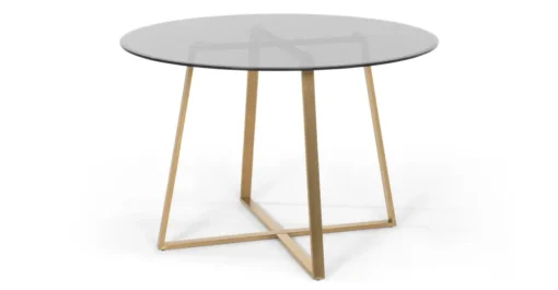 Mesa de Comedor Redonda Grande Haku – Metal y Cristal Ahumado