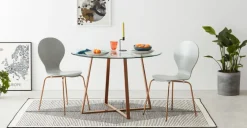 Mesa de Comedor Redonda Grande Haku – Cobre y Cristal