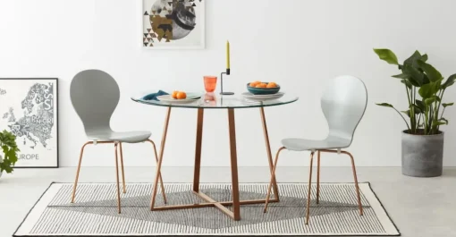 Mesa de Comedor Redonda Grande Haku – Cobre y Cristal