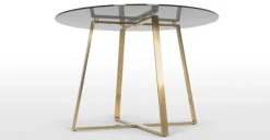Mesa de Comedor Redonda Grande Haku – Metal y Cristal Ahumado
