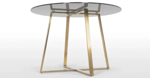 Mesa de Comedor Redonda Grande Haku – Metal y Cristal Ahumado