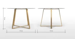 Mesa de Comedor Redonda Grande Haku – Metal y Cristal Ahumado