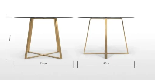 Mesa de Comedor Redonda Grande Haku – Metal y Cristal Ahumado