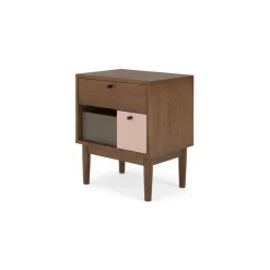 Mesa de noche Campton – Roble oscuro & rosa