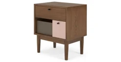 Mesa de noche Campton – Roble oscuro & rosa