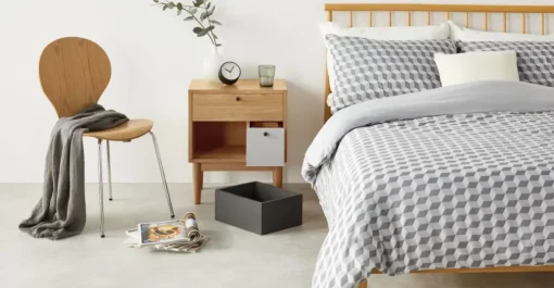 Mesa de noche Campton – Roble y gris