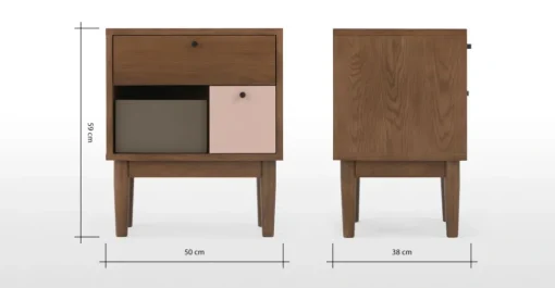 Mesa de noche Campton – Roble oscuro & rosa
