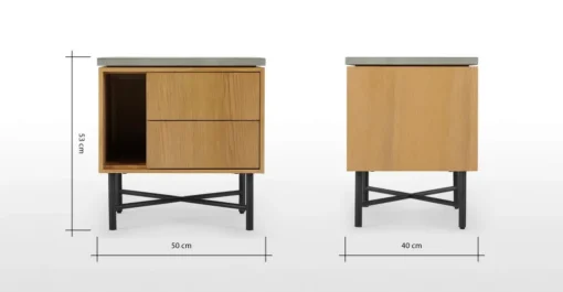 Mesa de Noche Dara – Roble & Hormigón