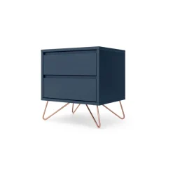 Mesa de Noche Elona – Azul Oscuro y Cobre
