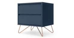 Mesa de Noche Elona – Azul Oscuro y Cobre