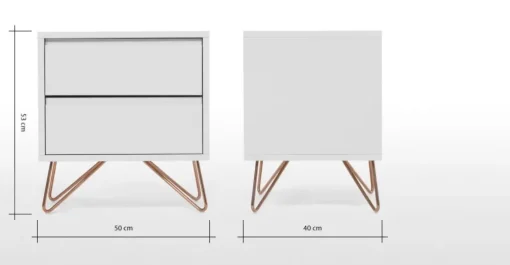 Mesa de Noche Elona – Gris y Cobre