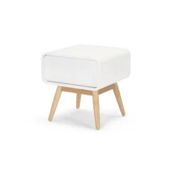Mesa de noche Esme – Blanco y fresno