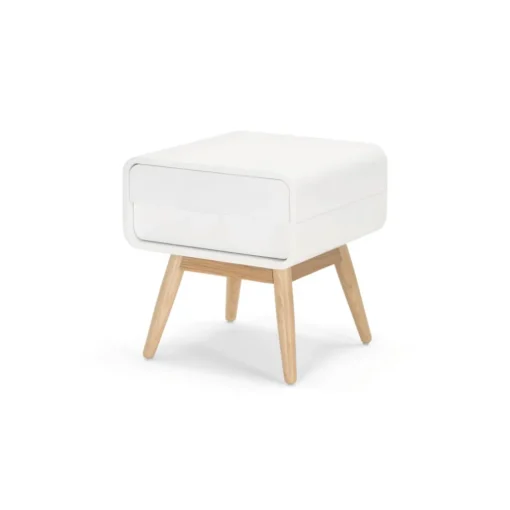 Mesa de noche Esme – Blanco y fresno