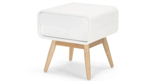 Mesa de noche Esme – Blanco y fresno