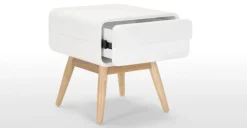 Mesa de noche Esme – Blanco y fresno