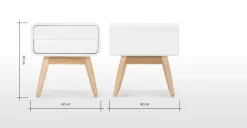 Mesa de noche Esme – Blanco y fresno
