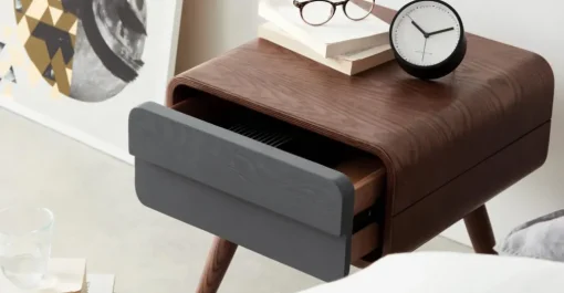 Mesa de noche Esme – Fresno oscuro y gris