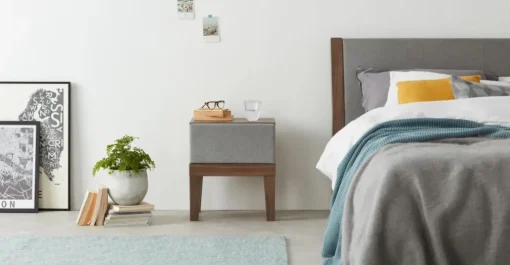 Mesa de noche Lansdowne – Gris nogal y garza