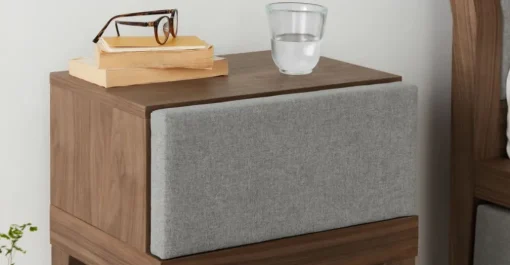 Mesa de noche Lansdowne – Gris nogal y garza