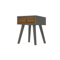 Mesa de noche Larsen – Nogal y acabado gris