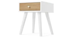 Mesa de noche Larsen – Roble y blanco