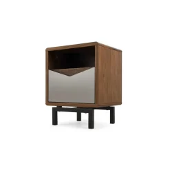 Mesa de noche Louis – Nogal y gris carbón