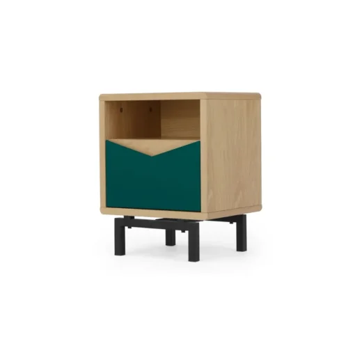 Mesa de noche Louis – Roble y verde