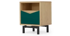 Mesa de noche Louis – Roble y verde