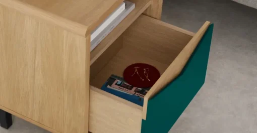 Mesa de noche Louis – Roble y verde