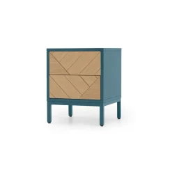 Mesa de noche Mera – Roble y azul cerceta