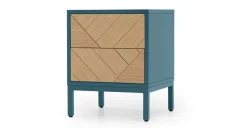 Mesa de noche Mera – Roble y azul cerceta