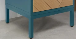Mesa de noche Mera – Roble y azul cerceta