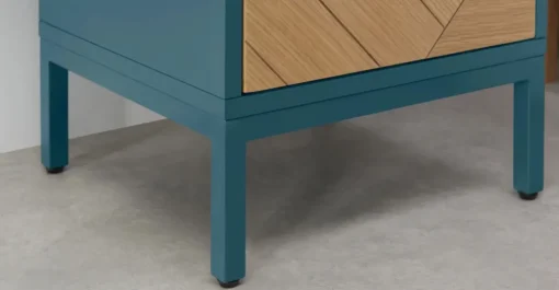 Mesa de noche Mera – Roble y azul cerceta