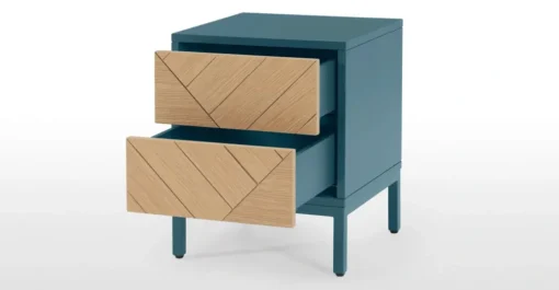 Mesa de noche Mera – Roble y azul cerceta