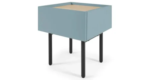 Mesa de noche Mino – Azul cerceta y roble