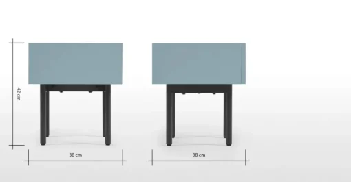 Mesa de noche Mino – Azul cerceta y roble
