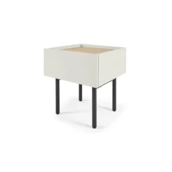 Mesa de noche Mino – Roble y blanco marfil