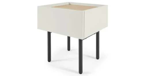 Mesa de noche Mino – Roble y blanco marfil